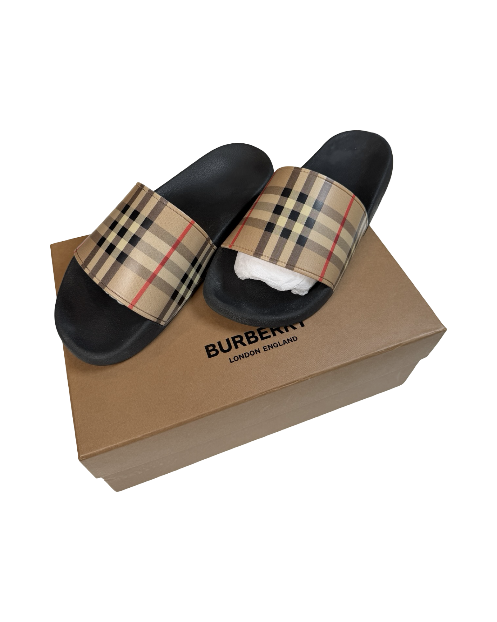 BURBERRY MONOGRAM SLIDES