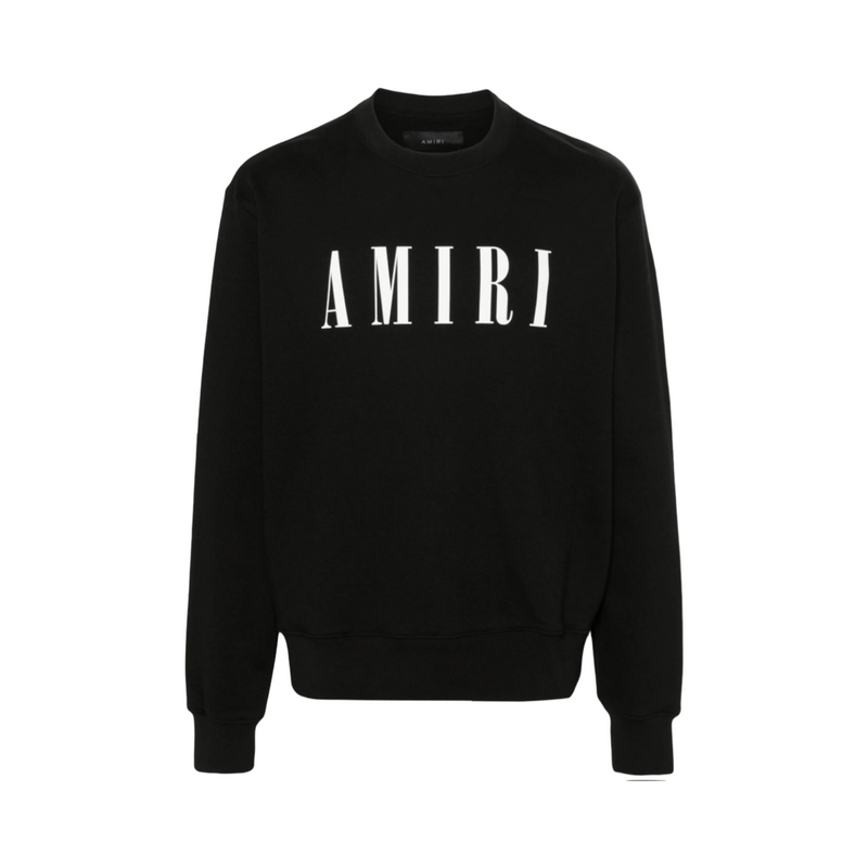 Black sweatshirt with 'AMIRI' logo on a white background